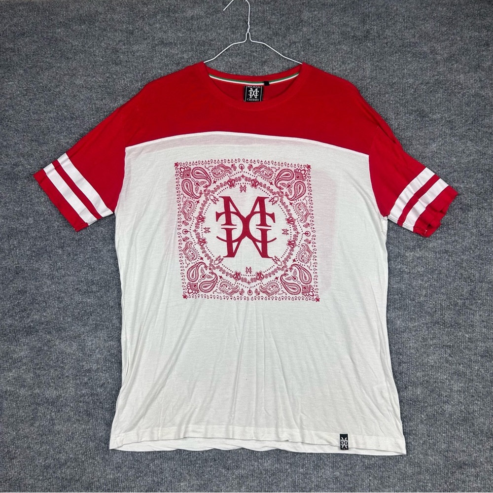 Michael Cherry XL Red White Raglan T-Shirt Menace 00 Graphic Streetwear